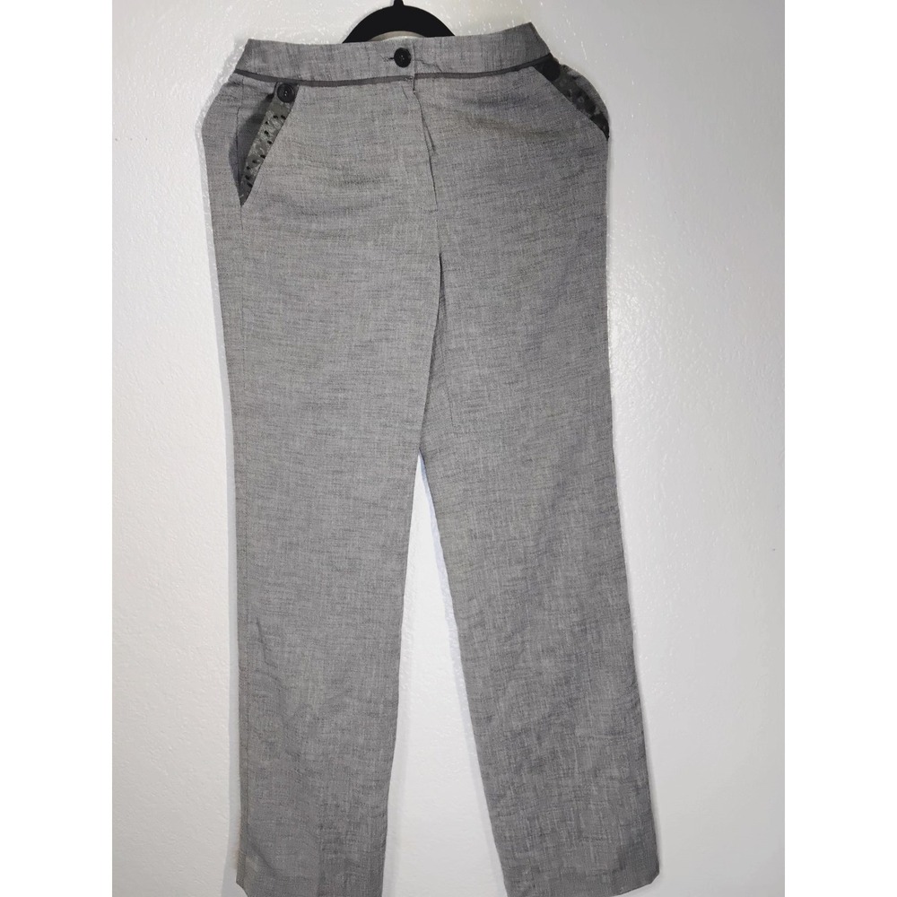 Finity Womens Grey Herringbone Straight Leg Dress Pants Workwear Trousers (66) - Picture 2 of 9